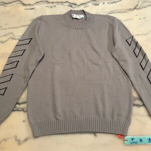 Off-White Gray Crewneck Sweater with Black Details